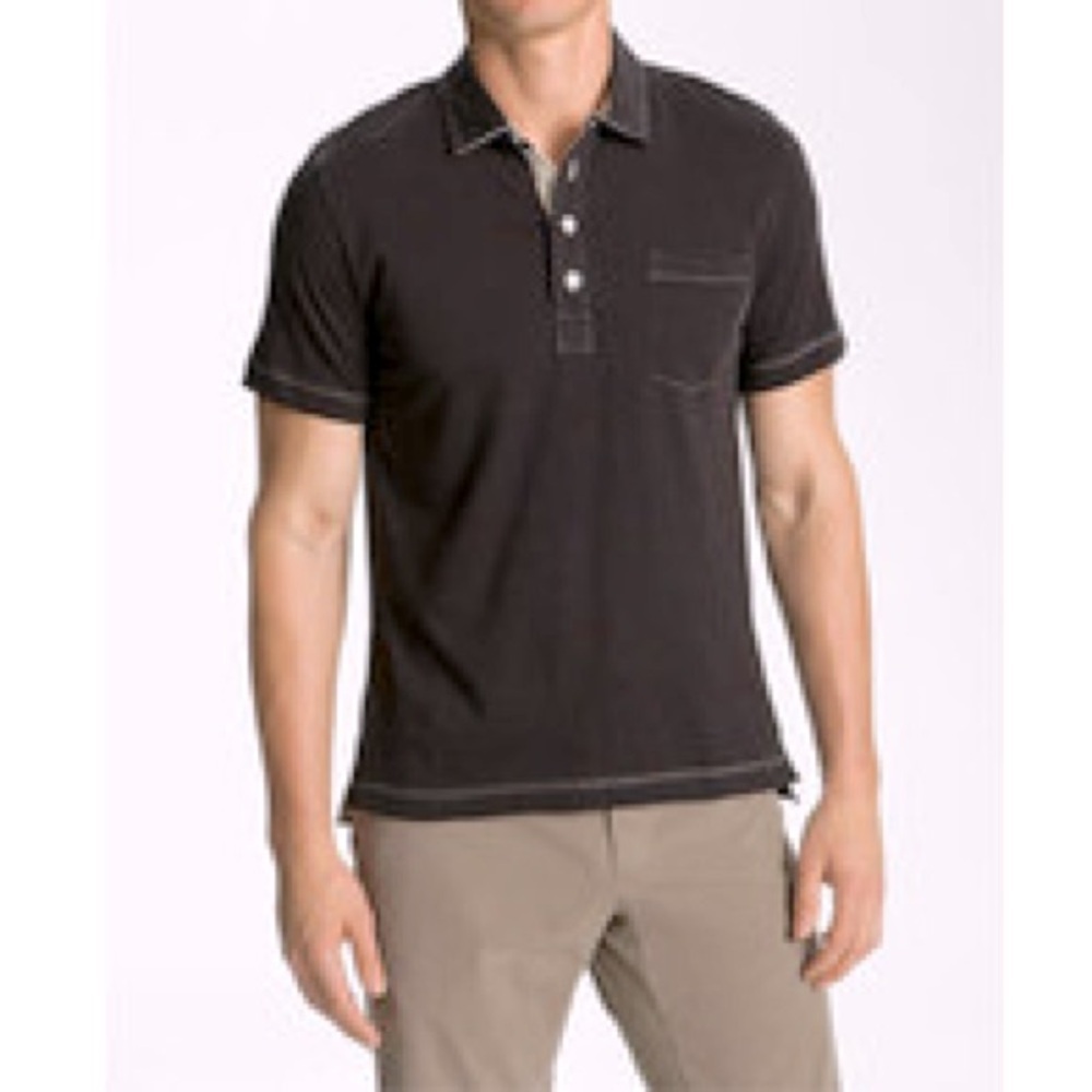 Billy Reid Pensacola Polo Shirt Size Large Brown Casual Classic Short Sleeve.  B